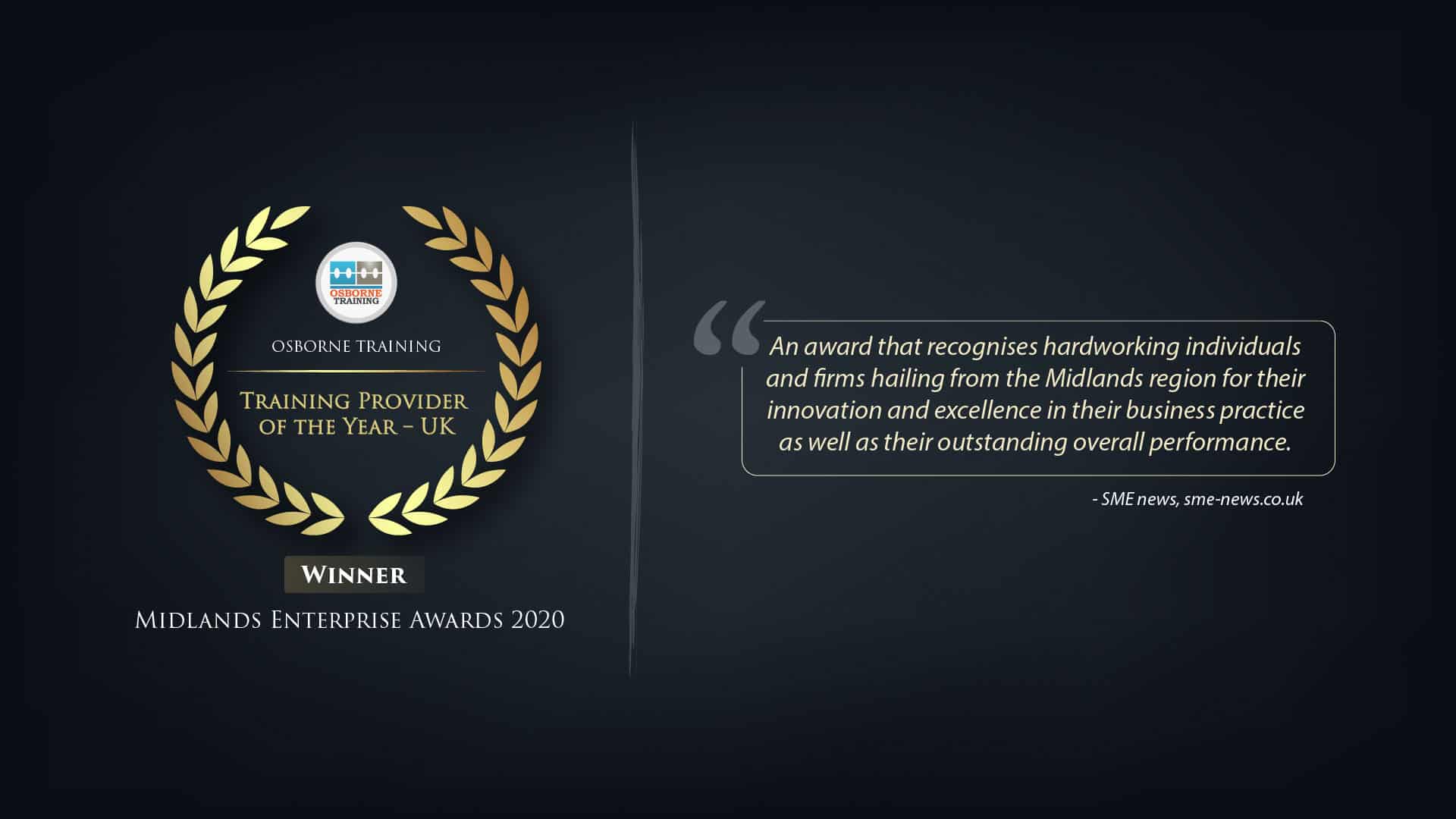 Osborne Training Wins Midlands Enterprise Award 2020